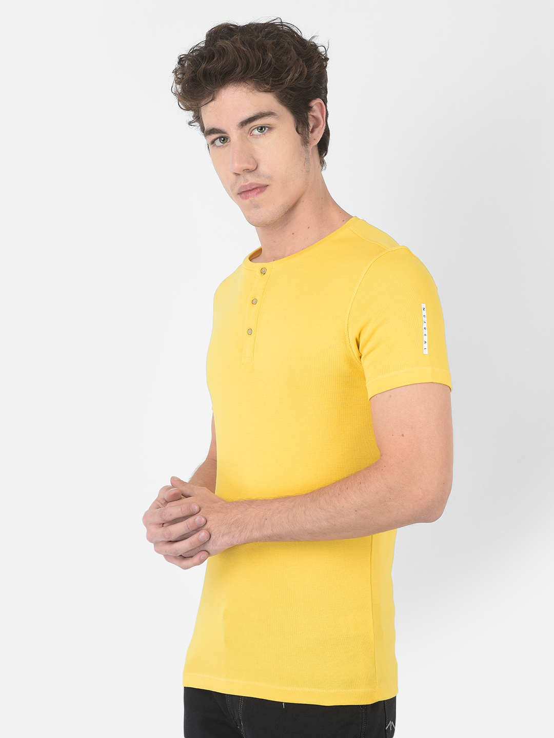 Numero Uno Men Solid Yellow T-Shirt
